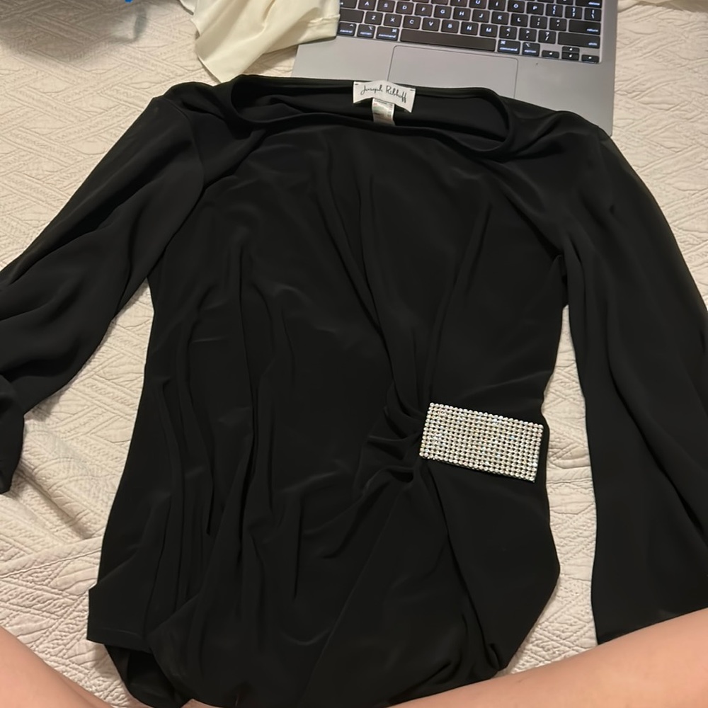 Joseph Ribkoff black top with sparkling accent